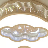 Contemporary Starry Flush Ceiling Light With Cloud Acrylic Accent In White - Ideal For Study Room