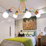 Yellow Octopus Cartoon Metal Ceiling Light With Animal Socket