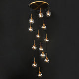 Nordic Spiral Glass Staircase Pendant Light With Multiple Hanging Balls 13 / Clear A