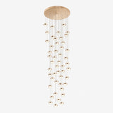 Gold Crystal Led Multi-Ceiling Light With Ball Shade For Staircase Suspension