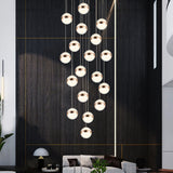 Gold Crystal Led Multi-Ceiling Light With Ball Shade For Staircase Suspension 18 /