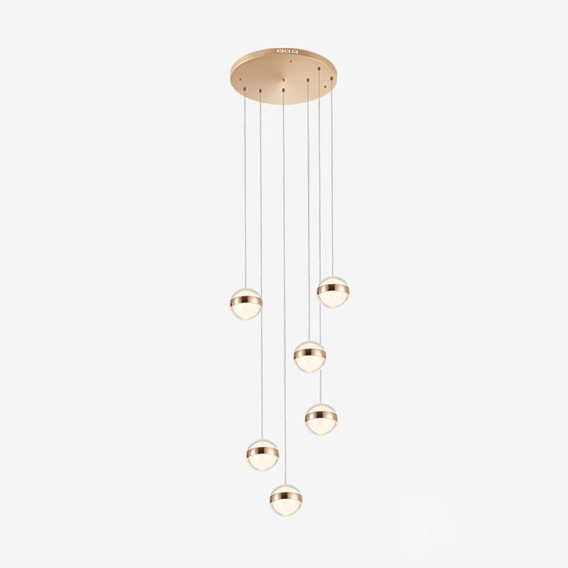 Gold Crystal Led Multi-Ceiling Light With Ball Shade For Staircase Suspension 6 /