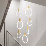 Gold Ring Acrylic Led Pendant Light For Modern Staircase 7 /