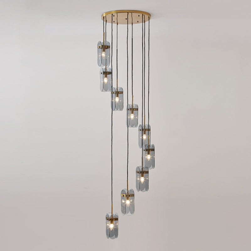 Modern Oval Panel Pendant Light Fixture For Glass Staircases