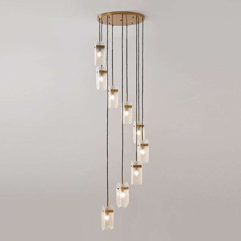 Modern Oval Panel Pendant Light Fixture For Glass Staircases 9 / Clear