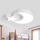 Kindergarten Led Ceiling Light With Moon And Star Design White / Warm