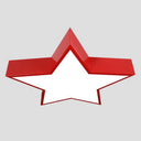 Minimalist Metallic Star Led Flush Ceiling Light For Nursery With Acrylic Shade Red / Warm