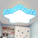 Cartoon Star Led Flush Mount Nursery Ceiling Light Blue / White