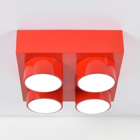 Led Flush Mount Metallic Childrens Ceiling Light For Toy Brick Kindergarten Red / 15.5