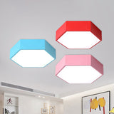 Minimalist Hexagon Led Flush Mount Ceiling Light For Nursery - Acrylic Finish
