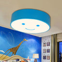 Happy Face Led Nursery Ceiling Light - Acrylic Flush Mount For Kids Blue / White