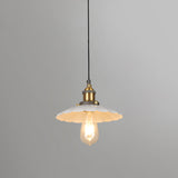 White Industrial Metal Scalloped Umbrella Pendant Light - Single Ceiling Hanging / 10