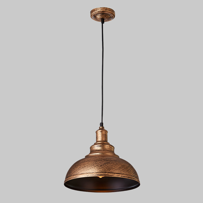Antique Metal Pendant Light - 1-Light Hanging Fixture For Dining Room Bronze / 12’