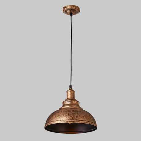 Antique Metal Pendant Light - 1-Light Hanging Fixture For Dining Room Bronze / 12’