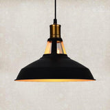 Retro Style Pot Cover Pendant Ceiling Light - Vintage Iron Suspension Lighting For Bars Black Outer