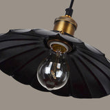 Restaurant Pendant Lamp - Vintage Scalloped Edge Iron Hanging Lighting Fixture With Single-Bulb