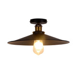 Retro Style Metallic Shaded Flush Mount Ceiling Light - Single Bulb Semi In Black / Small B
