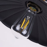 Retro Style Metallic Shaded Flush Mount Ceiling Light - Single Bulb Semi In Black