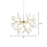 Gold Nordic Living Room Led Pendant Light - Firefly Shade Chandelier Stylish Hanging Lamp