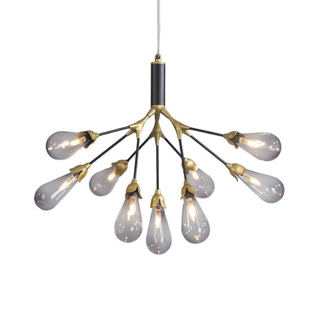 Minimalistic Led Branch Chandelier With Metallic Finish And Bulb-Shaped Glass 9 / Smoke Gray