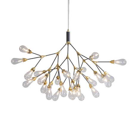 Minimalistic Led Branch Chandelier With Metallic Finish And Bulb-Shaped Glass 27 / Clear
