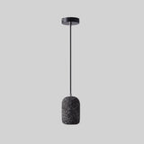 Nordic Cement Pendant Light: Single-Bulb Dining Room Suspension Fixture Black