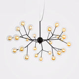 Sleek Glass Firefly Led Suspension Light: Nordic Style Chandelier For Living Room 27 / Tan