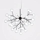 Sleek Glass Firefly Led Suspension Light: Nordic Style Chandelier For Living Room 36 / White