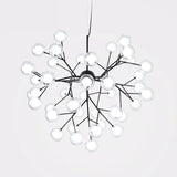 Sleek Glass Firefly Led Suspension Light: Nordic Style Chandelier For Living Room 45 / White