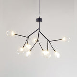 Black Firefly Chandelier: Simplistic Clear Glass Led Pendant Light For Dining Room 9 /