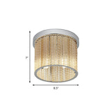 Modern Spiral Glass Rod Ceiling Light 2-Light Flush Mount Chrome With Crystal Drop 7/10 Wide