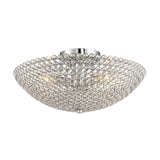 Postmodern Dome Ceiling Light: Metal/Crystal 3-Light Semi Flush Mount In Chrome - Bedroom Lighting