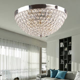 Contemporary Crystal Ball Dome Ceiling Light Fixture - 2 Lights Chrome Flush Mount