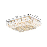 Modern Crystal Led Chrome Ceiling Light Fixture For Living Room - Flush Mount Rectangular Design