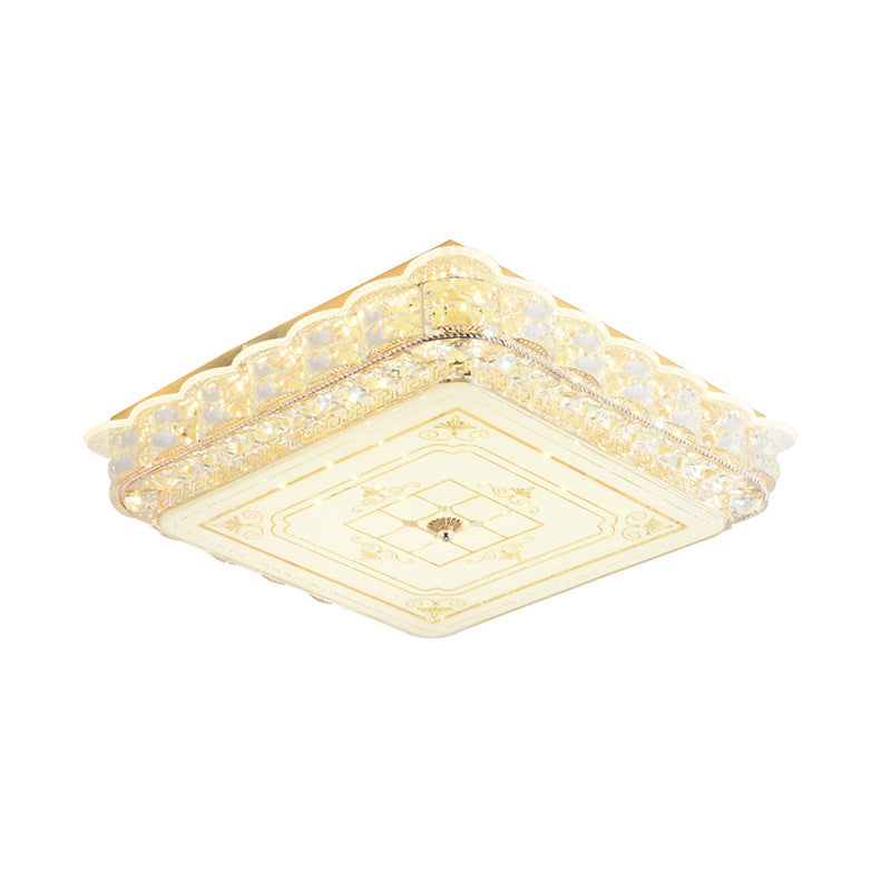 Crystal Shade Led Ceiling Light With Contemporary Gold Finish