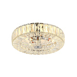 Contemporary Crystal Block Led Chrome Ceiling Fixture - Drum Flush Mount Light 16/23.5 Wide