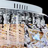 Contemporary Crystal Led Drum Ceiling Lamp With Chrome Flush Mount - 23.5/31.5 Wide