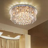 Contemporary Crystal Led Drum Ceiling Lamp With Chrome Flush Mount - 23.5’/31.5’ Wide