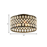 Contemporary 3-Light Metal And Crystal Flush Mount Ceiling Light (Black Cylinder Design)