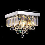 Stylish Crystal Shade Chrome Ceiling Flush Mount Light With 4 Lights For Living Room