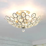 Contemporary Metal And Crystal Flush Mount Ceiling Light (3-Light) In Silver