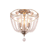 Modern Crystal Strand Semi Flush Mount Light With 3 Silver Ceiling Lights
