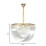 Contemporary Gold Hexagon Chandelier With Crystal Accents - 4 Lights 12/19.5 Wide
