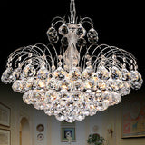 Modern 8-Light Hanging Cascade Chandelier - Chrome/Gold Finish With Crystal Ball Shades 16/19.5 Wide