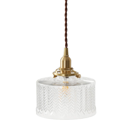 Vintage Geometrical Blown Glass Pendant Hanging Lamp In Gold - 1-Light For Restaurants