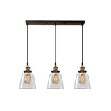 Industrial Clear Glass Multi Light Pendant - 3 Bulbs Dining Room Lighting / F