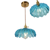 Vintage Ribbed Glass Pendant Lamp In Brass For Dining Room - Single Bulb Hanging Light / B