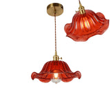 Vintage Ribbed Glass Pendant Lamp In Brass For Dining Room - Single Bulb Hanging Light / F