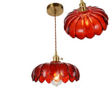 Vintage Ribbed Glass Pendant Lamp In Brass For Dining Room - Single Bulb Hanging Light / C
