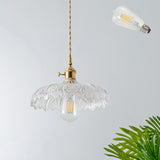 Brass Glass Pendant Light: Vintage Shaded Texture Ideal For Restaurants / D